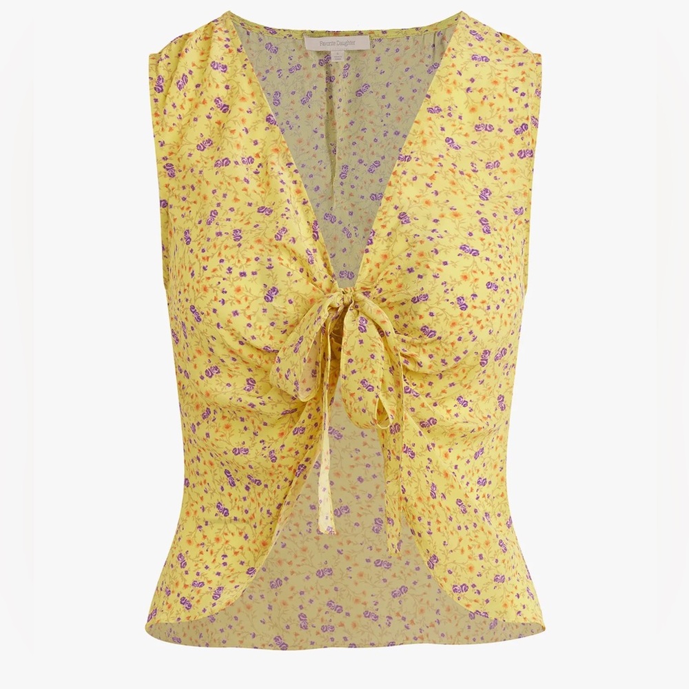 NWT Favorite Daughter The Gwen Top Tie Front Sleeveless Silk Blouse - Picture 8 of 16